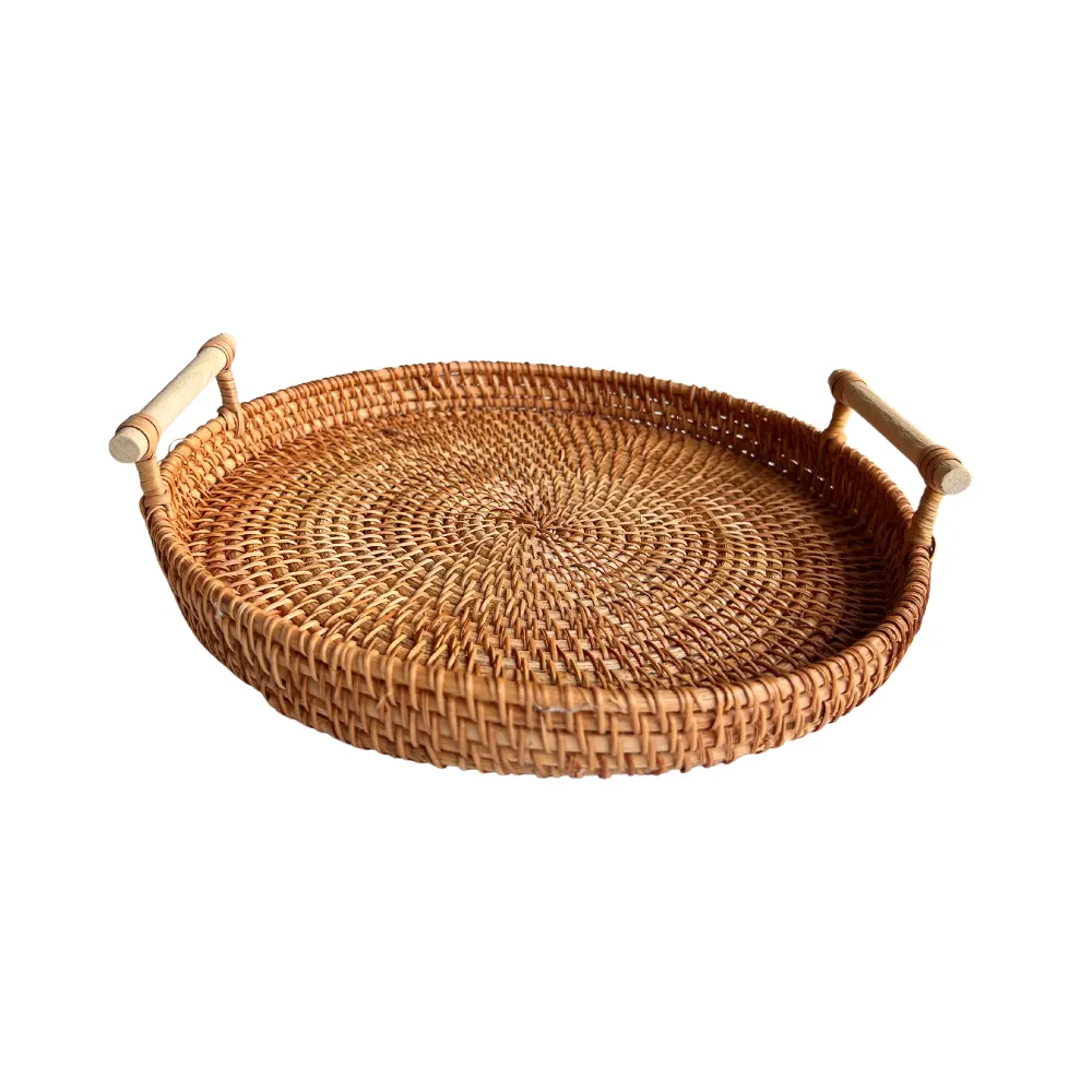 Rattan Serving Tray Handcraft Package Custom Logo Serving Use Manufacturer OEM/ODM Rattan Tray 1 Made in Vietnam