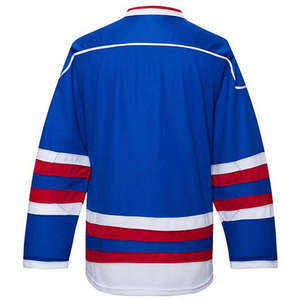 Conçu sur mesure bleu marine col en V maillot de hockey pour adultes OEM équipe Sportswear uniforme de hockey sur glace veste avec broderie motif vierge - Product Image 5