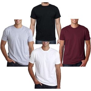 Camiseta de algodón de manga corta con cuello redondo para hombre, cómoda y transpirable con función antiarrugas, ropa informal de verano - Product Image 5