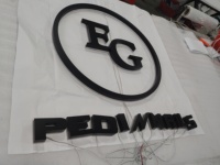 Lettres en relief 3D LED rétroéclairées en PVC noir écologique personnalisées, montage mural, enseigne publicitaire intérieure/extérieure pour bar