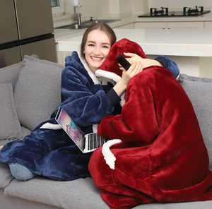 サンプル提供可 冬用 オーバーサイズ ブランケット パーカー フリース スウェットシャツ チェック柄 フーディー レディース ポケット付き フード付き スウェット 特大サイズ - Product Image 5