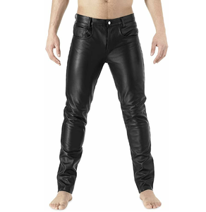 Nouvel arrivage de pantalons en cuir Slim Fit pour hommes pantalons en cuir respirants de haute qualité de couleur noire à bas prix pour hommes - Product Image 6