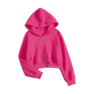 Sweat à capuche court pour femme, hiver, respirant, 100% coton, streetwear - Product Image 1