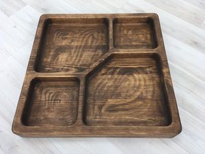 Plato redondo de madera para niños, plato ecológico para niños con tres compartimentos, vajilla de madera natural - Product Image 2