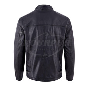 Veste d'hiver personnalisée pour homme en cuir de vache 100 %, col montant, haute qualité, écologique, coupe-vent, options de couleurs personnalisées - Product Image 4
