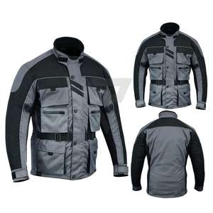 Chaqueta de Motociclismo Deportiva Gris y Negra, de Moda, Transpirable, con Tela Cordura Resistente al Viento, para Carreras de Motos - Product Image 4