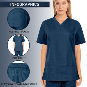 Vente en gros uniforme d'infirmière col en V de haute qualité vêtements d'hôpital d'été respirants à la mode pour les infirmières et le personnel - Product Image 5