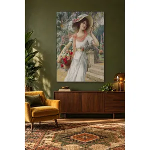 Fida Emile Vernon Fille avec panier de fleurs et chapeau de paille, impression sur toile - Product Image 4
