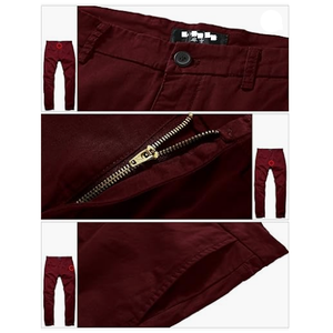 Pantalon Chino Solide Mince et Décontracté de Haute Qualité à Taille Moyenne pour Hommes Brodé à Devant Plat en Gros du Bangladesh - Product Image 3