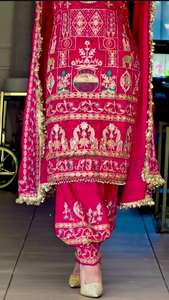เสื้อ doti salwar และ dupatta มีลายปักและงานปาร์ตี้สวมใส่สีชมพู - Product Image 2