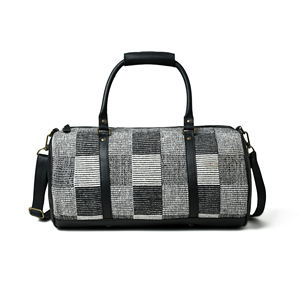 กระเป๋าเดินทางของผู้หญิงสุดหรูพร้อมสายสะพายไหล่ถอดได้ผ้าแจ็คการ์ดหนาและหนังวัวที่ทันสมัยมีซิปปิด - Product Image 2