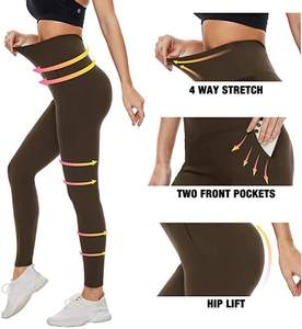 Women's High-Waisted Tummy Control Yoga <b>Leggings</b> Winter <b>Workout</b> Polyester Pants <b>Pockets</b> Casual Solid Seamed Techniques-Wholesale - Product Image 4