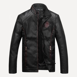 Blouson aviateur en cuir pour homme, style motard, respirant, séchage rapide, col montant - Product Image 1