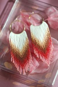 Boho ต่างหูลูกปัดด้วยการออกแบบสีฟ้าครามแอนดี้ cascading Fringe, เครื่องประดับของขวัญที่ไม่ซ้ำกัน - Product Image 5