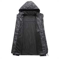 Veste coupe-vent à capuche avec poche zippée pour le sport, manteau simple camouflage pour hommes, automne et hiver