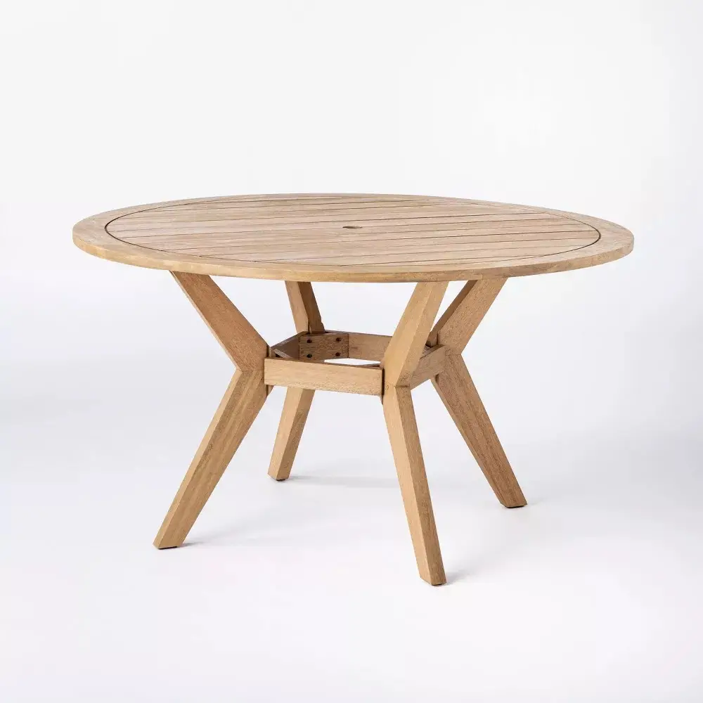 Round Dining Table From Mahogany Solid Wood Natural Color For Restaurant Dining Table Furniture