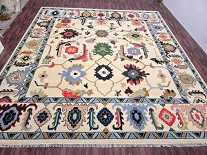 Tapis Oushak Antique tricoté à la main en haute laine 8x10 tapis rouge bleu pour salon espace de prière tailles traditionnelles 6x9 ensembles de tapis - Product Image 2