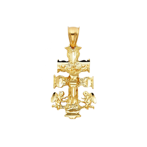 Crucifijo Cristiano de Aleación de Oro Amarillo de 14K, Cruz de Caravaca, Colgante Personalizado, Joyería Religiosa Unisex - Product Image 1