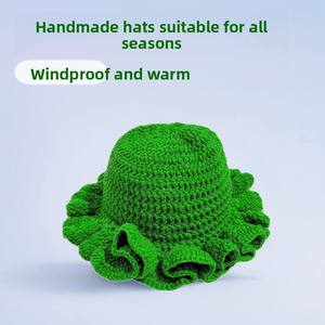 Sombreros de Pescador de Lana de Ganchillo Versátiles del Fabricante Mayorista, Sombreros de Pescador con Borde Ondulado Populares para Adultos, Venta Transfronteriza - Product Image 2