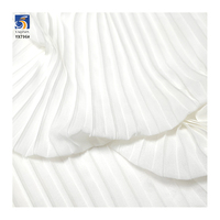 Kain Chiffon Mutiara Berkualitas Tinggi YX796 120gsm, Putih Murni, Poliester, Tenun, Lipatan Akordion 1CM
