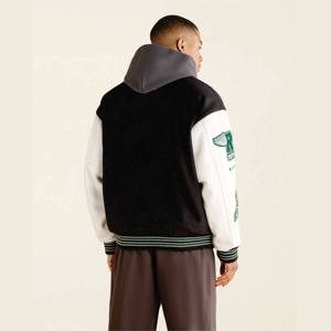 2025 hommes à la mode College Letterman Bomber veste noir et blanc laine Varsity veste avec col montant chaud hiver Collection - Product Image 3