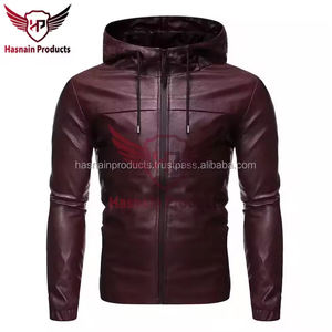 Chaquetas con capucha con estilo multicolor de cuero Premium Piel de oveja genuina y alta calidad con cremallera para el invierno - Product Image 4