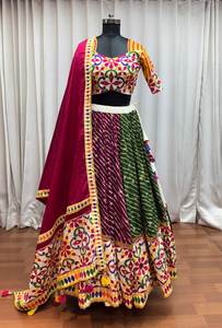ออกใหม่ออกแบบ chaniya choli กับ dupatta คอลเลกชัน lehenga ยาว (เย็บ) 40นิ้วยาว42เอว - Product Image 3