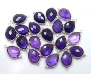 Pendentif en forme de poire à facettes en améthyste violette naturelle en argent sterling 925 13X16MM pour la fabrication de bijoux de mariage et de fête - Product Image 1