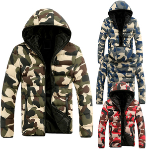 Men's Fashion Winter Quilted <b>Padded</b> Puffer <b>Jacket</b> <b>Waterproof</b> Windproof Hooded Stand Collar Breathable Custom Logo Camouflage - Product Image 2