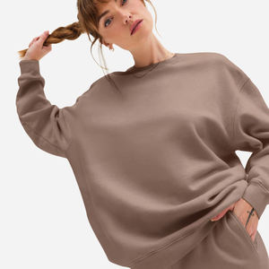 Custom Oversized Crewneck <b>Vintage</b> Women Sweatshirt Fleece Cotton Breathable With Rhinestone & Applique Plain Dyed For Adults - Product Image 1