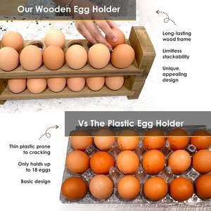 Soporte de huevos para refrigerador y mostrador 2 soportes de huevos de madera apilables para 24 huevos frescos o tienda para huevos de Pascua - Product Image 3