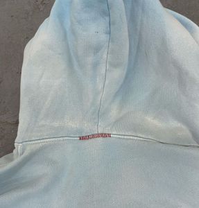 เสื้อฮู้ดผ้าฝ้ายฟอกสีกรดแบบวินเทจผ้าฝรั่งเศสมีซิปซีดจางสีชมพู - Product Image 5