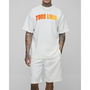 Conjuntos de Shorts Casuales de Verano para Hombre, 2 Piezas, Camiseta Estampada con Hombros Caídos, Manga Corta, 100% Poliéster de Secado Rápido, Venta al Por Mayor - Product Image 3