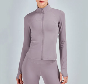 Chaqueta de yoga con cremallera completa ajustada personalizada para mujer, ropa deportiva de manga larga para gimnasio y entrenamiento físico - Product Image 2