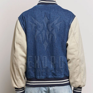 Venta caliente 2025 Hombres Jeans Letterman Chaquetas MOQ bajo Hombres Jeans Letterman Chaquetas Precio barato Hombres Jeans Chaquetas - Product Image 4