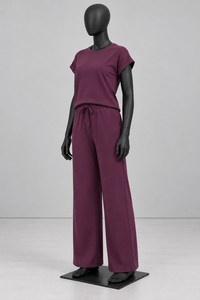 Women Two Piece Lounge Set Short Sleeve Wide Leg <b>Pants</b> Casual Outfit Summer - Product Image 3