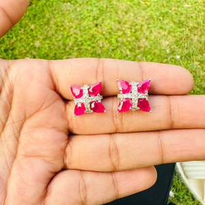 Venta directa de fábrica, pendientes finos de tuerca para mujer, hermosa nueva colección, regalo de rodio americano de rubí con forma de pera Natural a la moda - Product Image 2