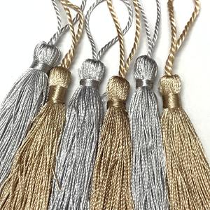 Premium 100% poliéster metálico requisito personalizado Logo al aire libre borla flecos para venta al por mayor encaje - Product Image 1