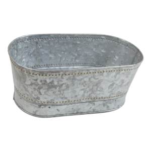 Macetas de flores de Metal galvanizado clásico, forma ovalada para granja, jardín al aire libre, jardineras decorativas con mango de cuerda - Product Image 4