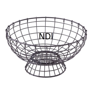 Rounded Black Powder Coated Finished Iron <b>Wire</b> Metal Fruit Storage <b>Basket</b> Unique Style For Kitchen Counter Tabletop Decoration - Product Image 1