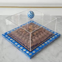 Plateau de service rond en métal pour chocolats avec poignée, design luxueux et sûr, plateau décoratif pour la table du Ramadan