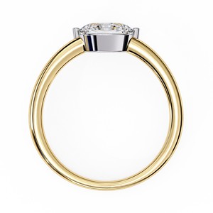 Bague de fiançailles en or jaune 14 carats avec pierre principale ovale de 7,5 mm (0,86 ct) en diamant, bague pavée de diamants en moissanite ovale, bagues tendance - Product Image 5