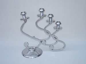 Portavelas de Menorah trenzado elegante niquelado de aluminio Estilo nórdico elegante increíble portavelas Jewesh de lujo Multi llama - Product Image 3