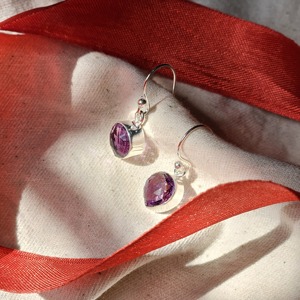 Pendiente de amatista cortado a cuadros pendiente de plata de peso ligero - Product Image 2