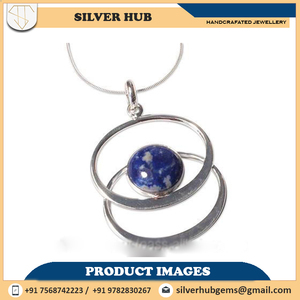 Venta al por mayor 925 colgante de plata esterlina con lapislázuli piedra preciosa hecha a mano Natural mejor precio OEM ODM Ajuste del bisel - Product Image 2