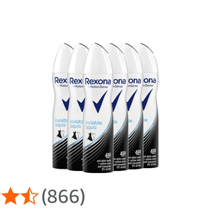 Desodorante Antitranspirante en Aerosol Rexona Invisible Aqua - 900 ml (6 x 150 ml) - Product Image 1