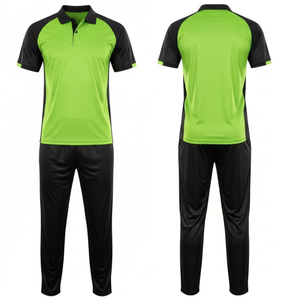 Uniforme de Cricket Verde Neón para Hombre, Jersey de Cricket Sublimado Transpirable con Mangas Raglán y Conjunto de Pantalones, Ropa Deportiva Profesional para Equipos - Product Image 3