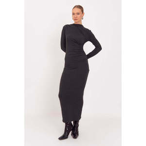 Robe midi drapée - Anthracite - Product Image 4