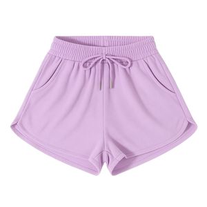 Shorts de sport pour femmes en lavande avec taille élastique et cordon de serrage, tissu doux, course à pied, gym, fitness, décontracté, vêtements d'été - Product Image 1