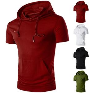 Chaleco con capucha de manga corta para hombre, sudadera de entrenamiento para gimnasio, Fitness, correr, culturismo, ropa deportiva, Jersey - Product Image 6